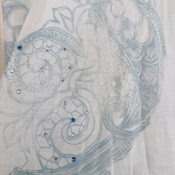 Key Closet Cardigan Top Women Small Rhinestone Swarovski Crystal Flowy Light NEW - Picture 5 of 11